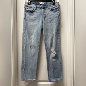 Oat New York Light Blue Mid Rise Straight Leg Ankle Jeans- SIZE 29 Distressed